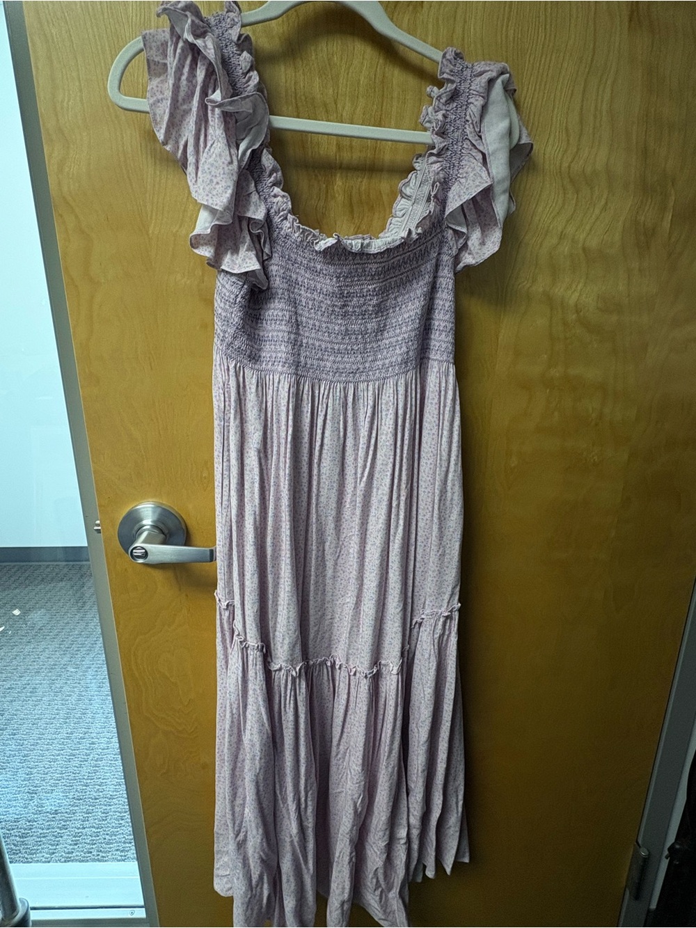 LoveShackFancy Dusty Rose Ruffled Smocked Maxi Dress